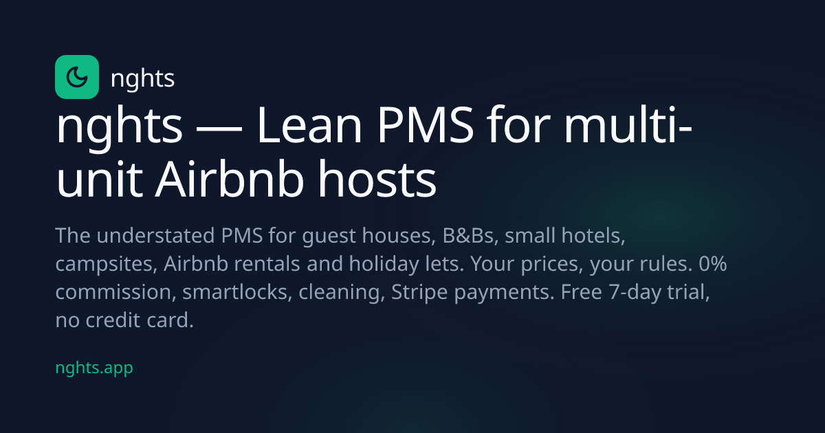 nghts — Lean PMS for multi-unit Airbnb hosts